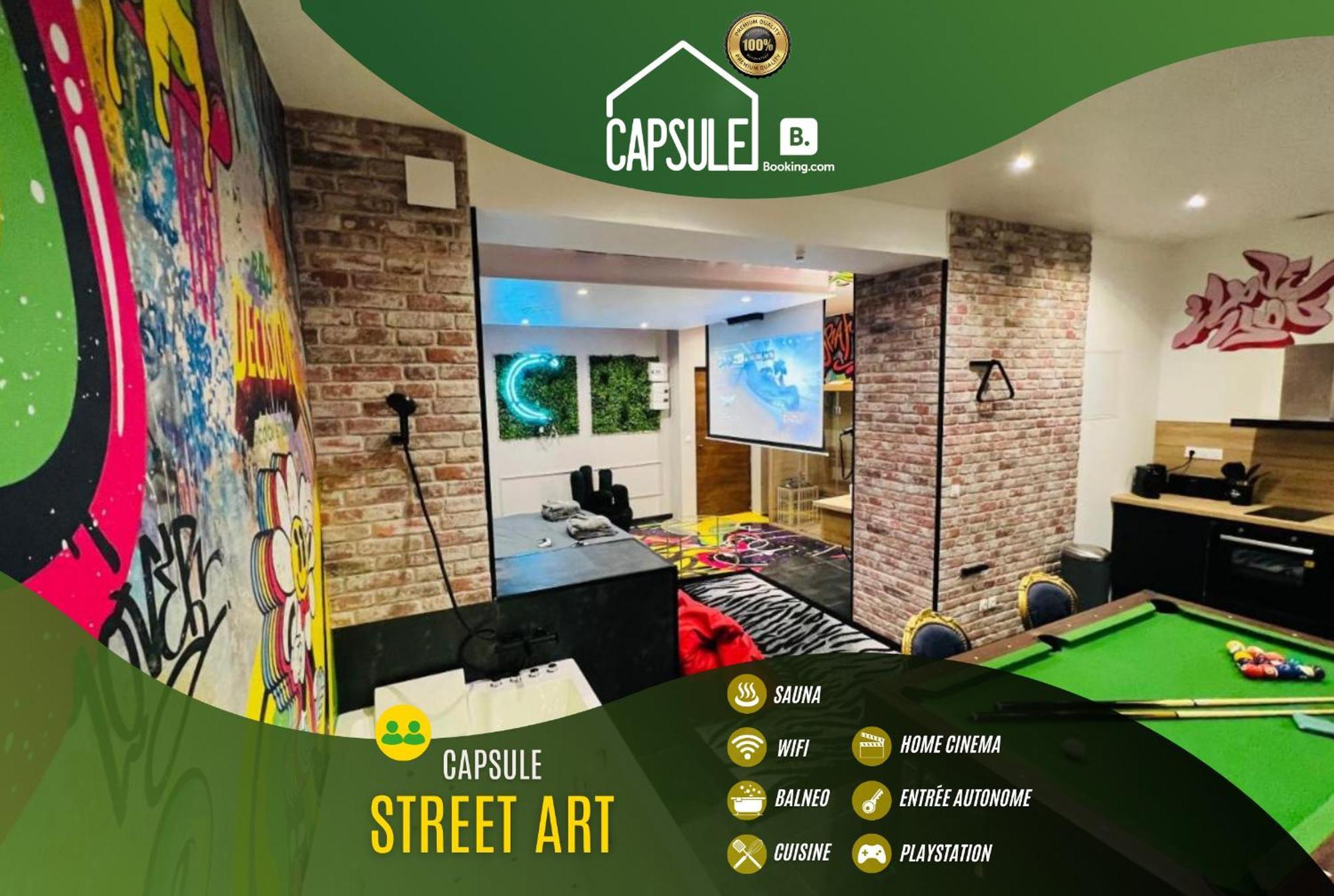 Capsule Street Art - Sauna- Jacuzzi - Playstation 5 - Billard - Netflix - Home Cinema - Terrasse Douai Ngoại thất bức ảnh